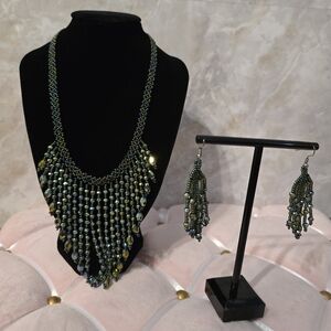 Elegant Beaded Necklace and Earring Set
